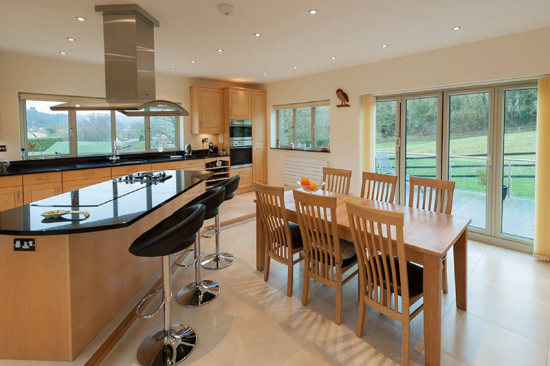 Image That Shows The Interior of Kitchen and Dining Room.